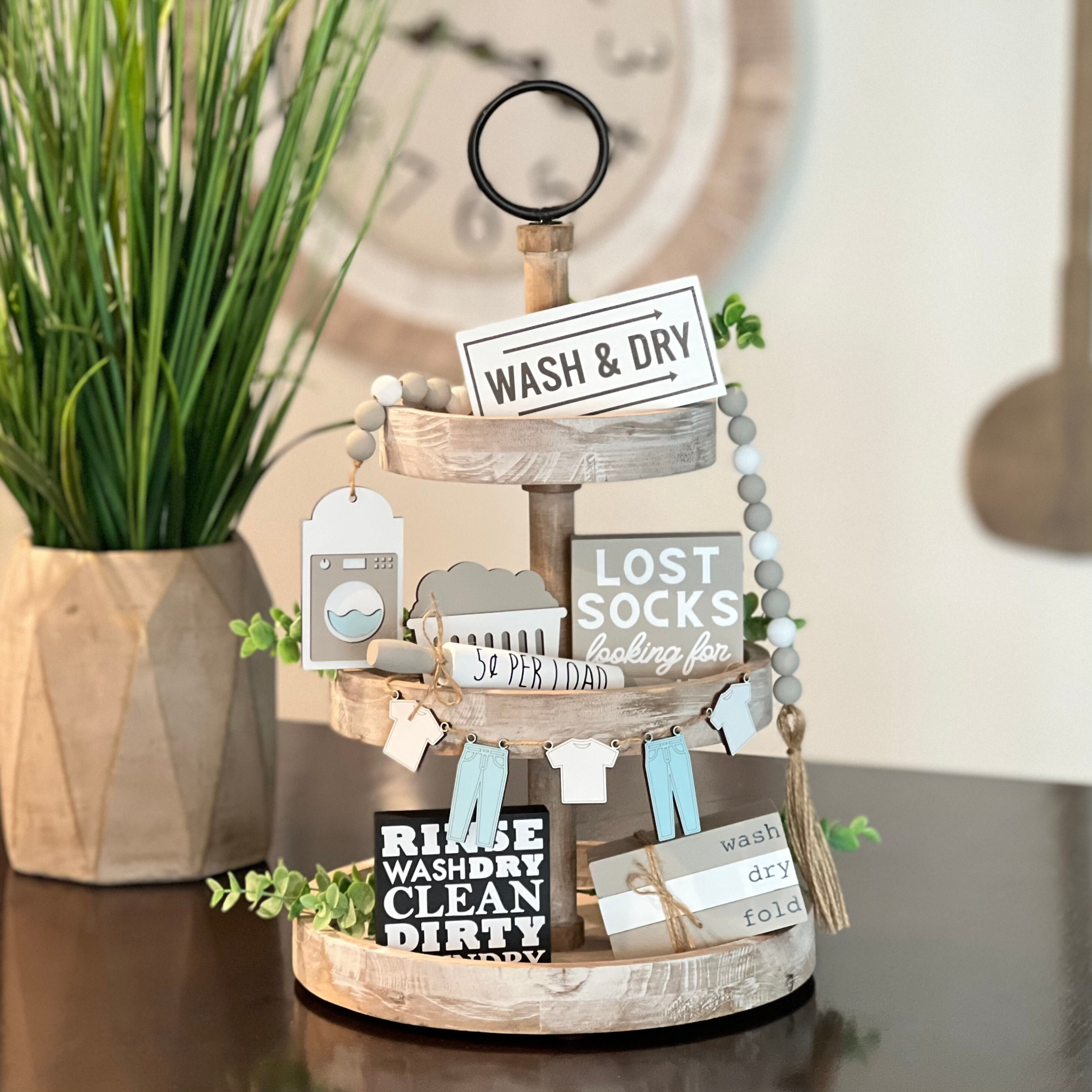 BUNDLE // Laundry Room Themed Tiered Tray Decor // Laundry Etsy