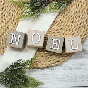 SET // Blocchi di legno impilabili di Natale // Decorazione vassoio a più livelli di Natale // Decorazione scaffale di Natale // Decorazione natalizia // Set di blocchi di legno di Natale