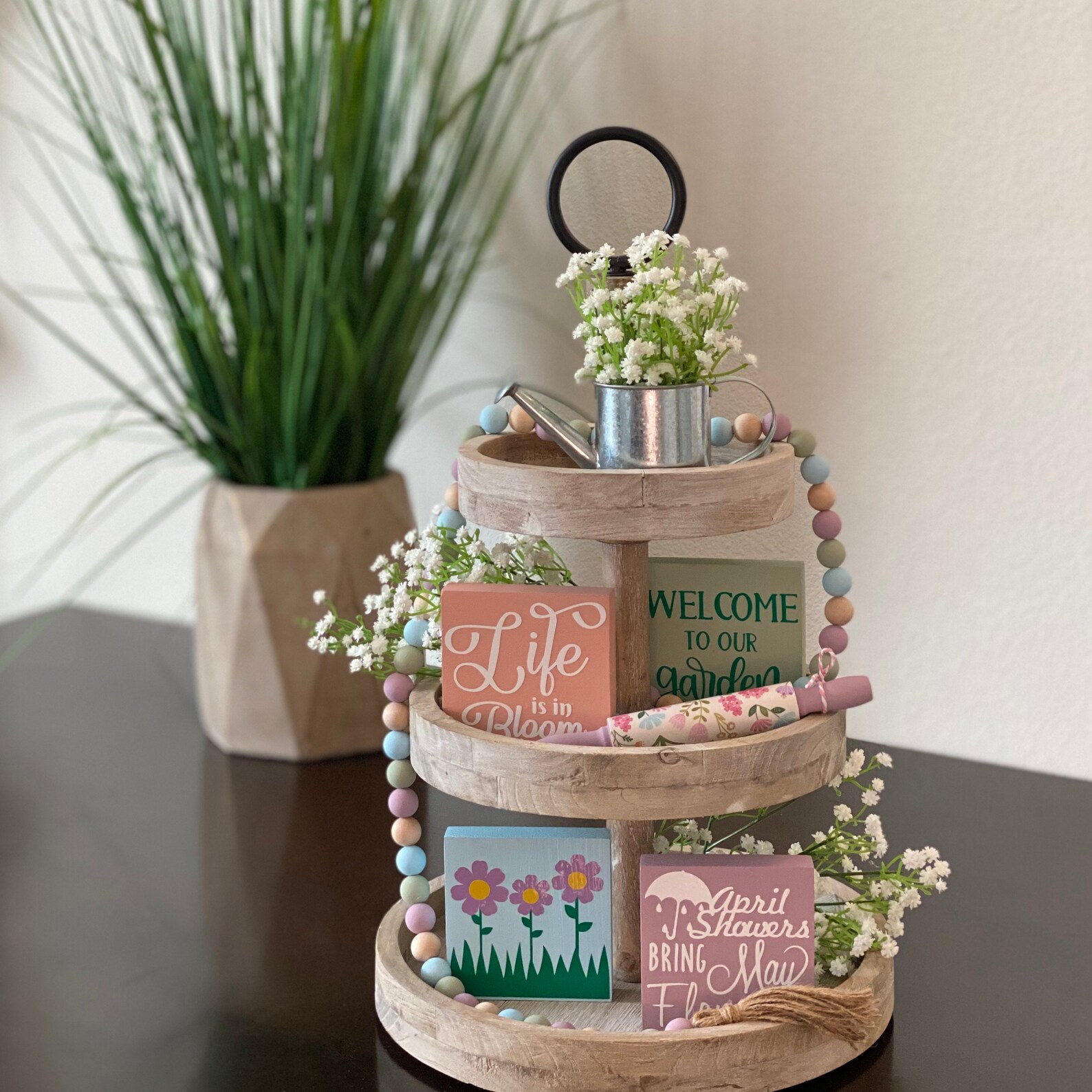 Tier Signs Tier Tray Signs // Spring Signs // Spring Decor // Wood Signs // Tiered ...