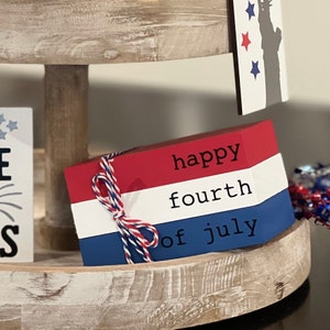 Mini Tier Tray Books // 4th Of July Mini Book Stack // Summer Decor // Wooden Books // Tiered Tray Decor // Fourth Of July Tier Tray Decor