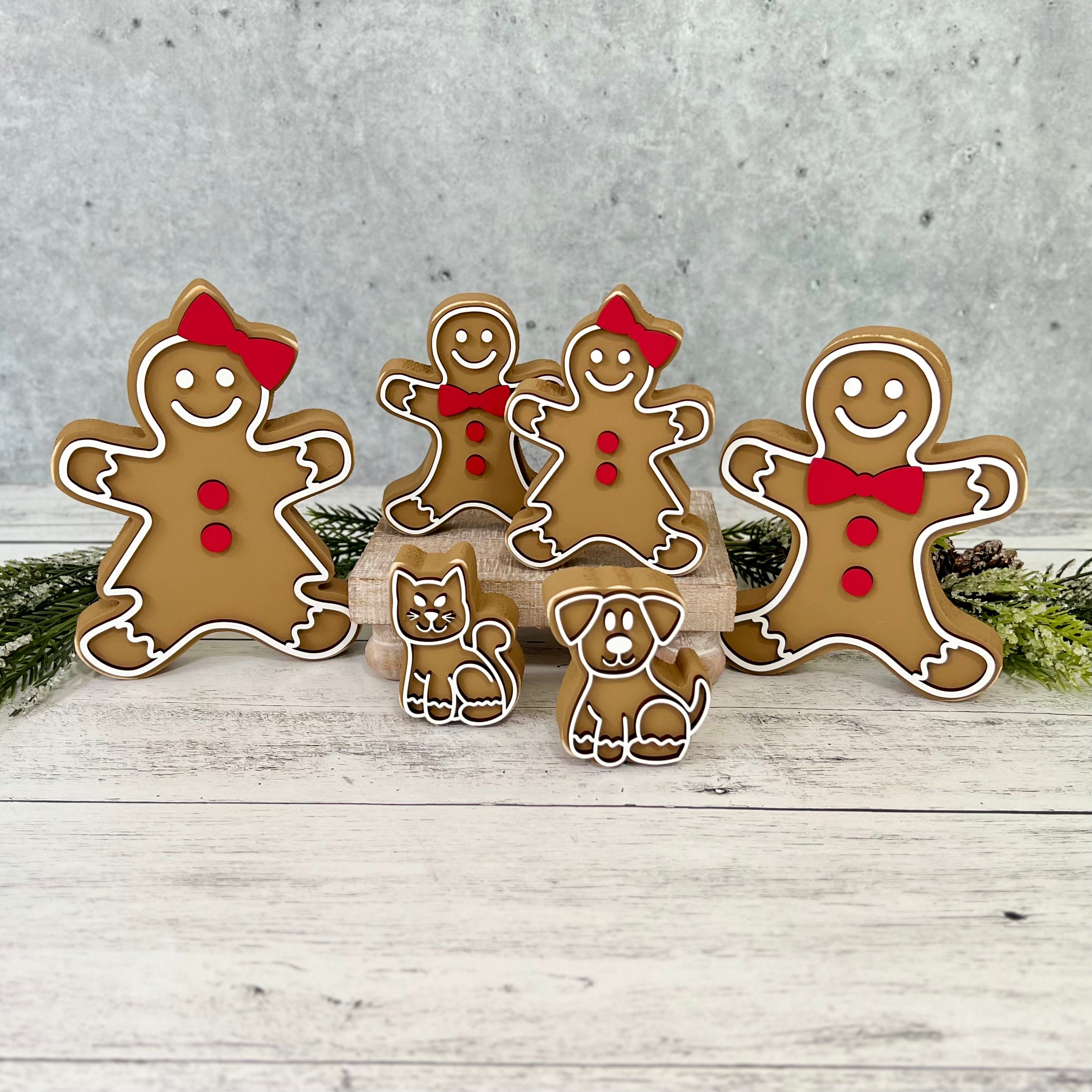 Wooden Gingerbread Family Shelf Sitter // Chunky Wood Gingerbread ...