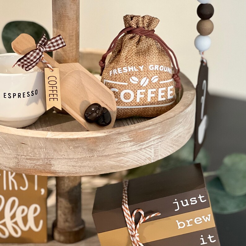 BUNDLE // Coffee Themed Tiered Tray Decor // Coffee Themed Etsy