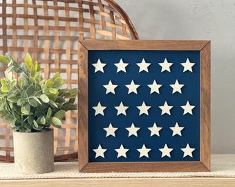 Large Wooden Framed Fourth of July Sign // Independence Day Wall Decor // 4th of July Shelf Decor // Americana Wooden Mantel Sign
