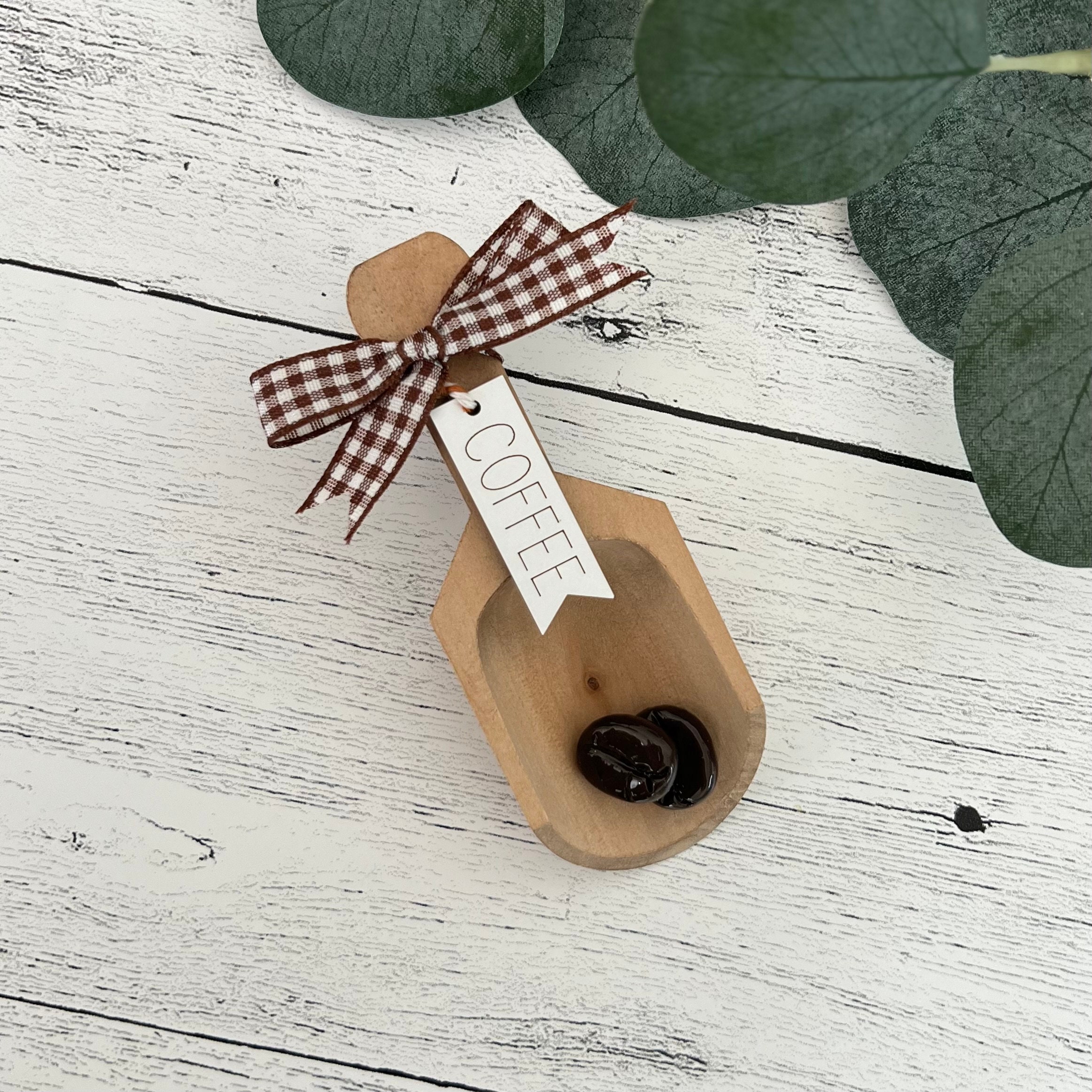 Wooden Coffee Scoop for Kitchen Rae Dunn Canister Scoop, Coffee Bar Decor,  Wood Bead Garland Tier Tray Decor 