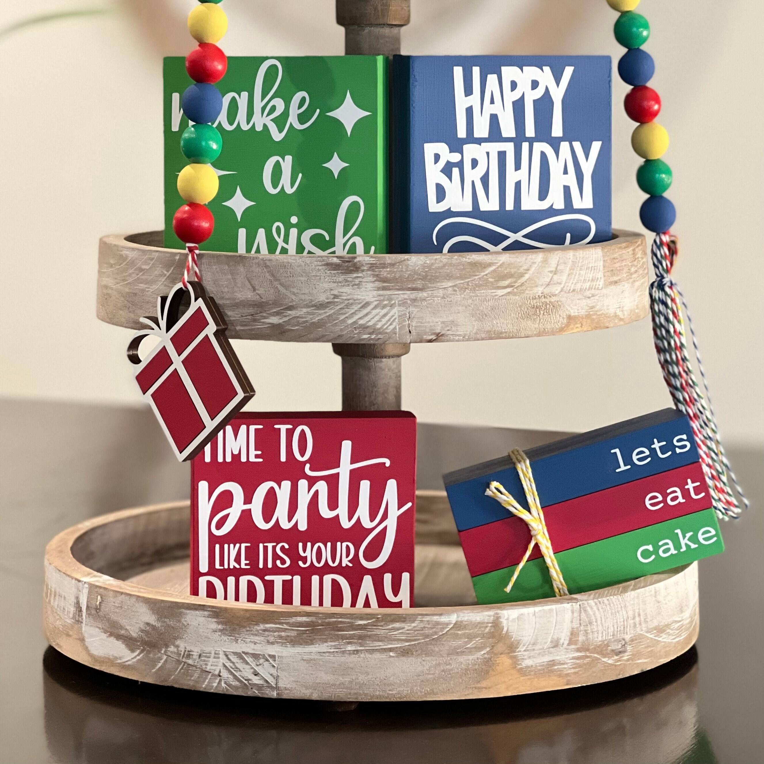 BUNDLE // Birthday Themed Tiered Tray Decor // Birthday Tiered Etsy