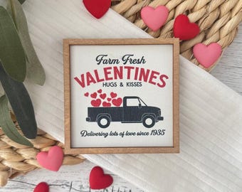 Mini Framed Valentine's Day Sign // Valentine Truck Sign // Mini Valentine's Day Sign // Framed Valentine's Day Sign // Tiered Tray Sign