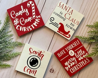 Tier Tray Signs // Christmas Signs // Christmas Decor // Wood Signs // Tiered Tray Decor // Seasonal // Christmas