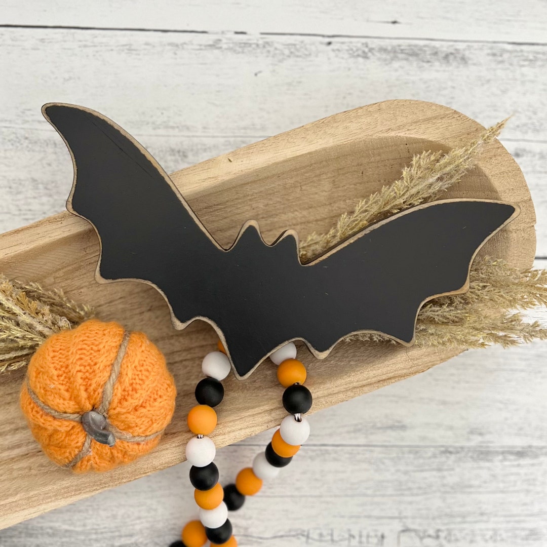 Wooden Bat Shelf Sitter // Chunky Wooden Bat // Halloween Decoration ...