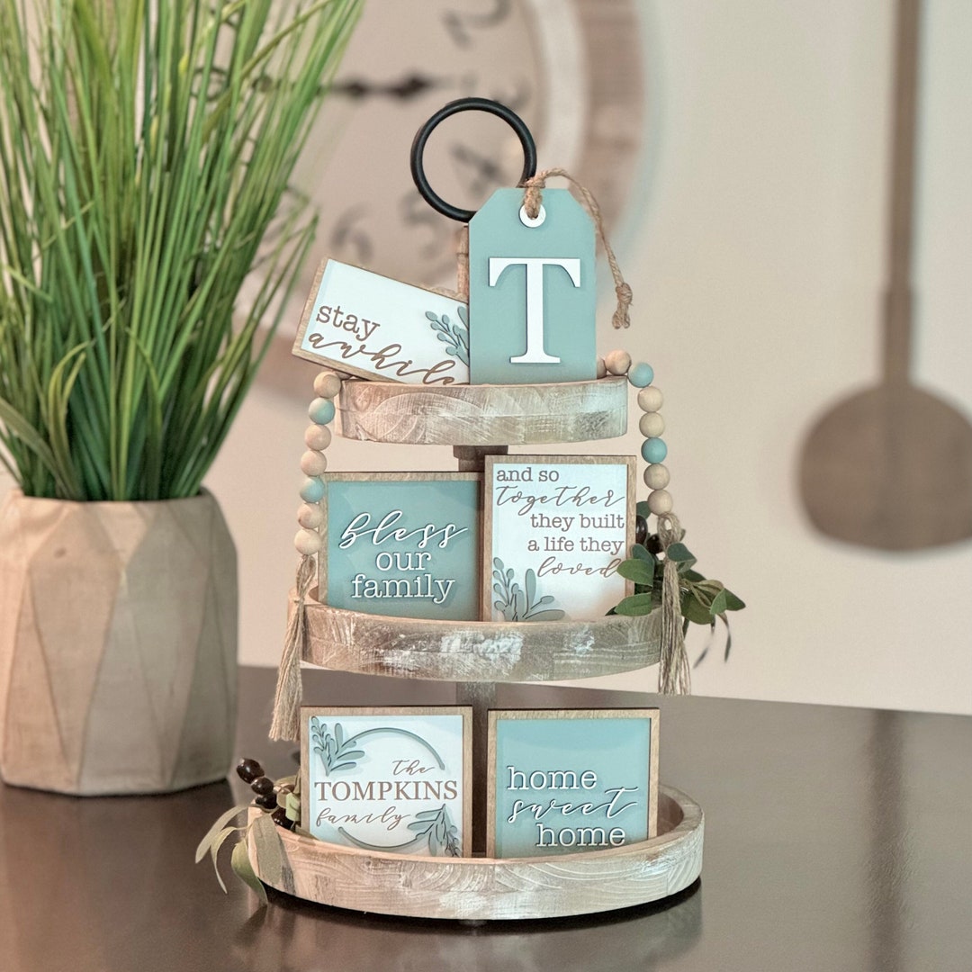 BUNDLE // Family Themed Tiered Tray Decor // Personalized Family Tiered