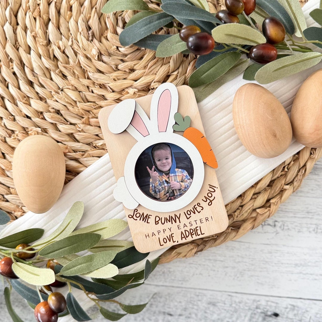 Easter Picture Frame Personalized Easter Wooden Photo Frame // Easter Magnetic Photo Frame ...
