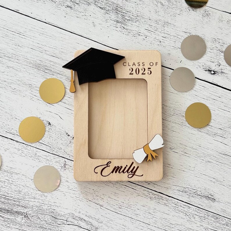 Graduation Card Frame Personalized Graduation Wooden Photo Frame // Graduation Magnetic Frame ...