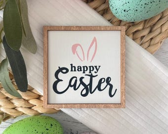 Mini Framed Easter Sign // Happy Easter Sign // Mini Easter Sign