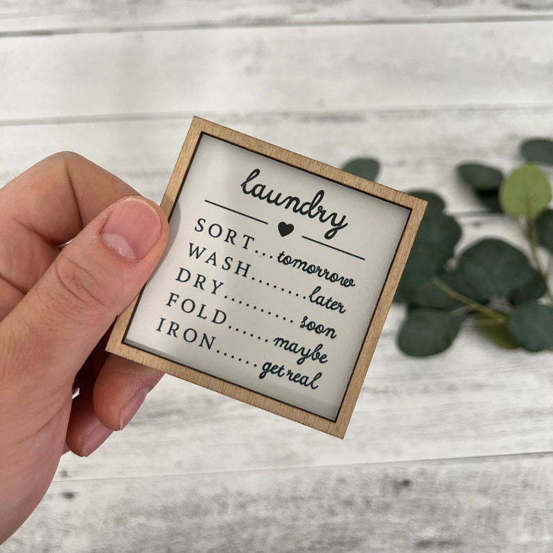 Mini Framed Laundry Themed Sign // Laundry List // Mini Etsy