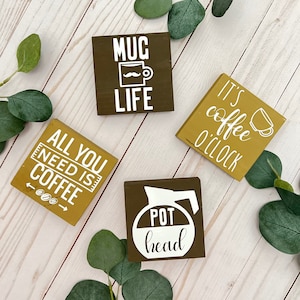 Tier Tray Signs // Coffee Themed Tier Tray Signs // Coffee Themed Signs // Wood Signs // Tiered Tray Decor