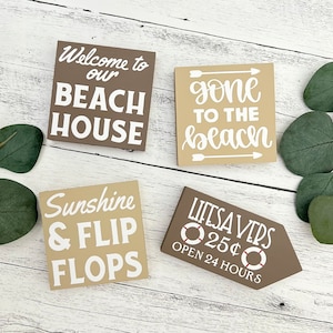 Tiered Tray Signs // Beach Themed Signs // Wood Sign // Tiered Tray Decor // Summer Decor // Beach Themed Summer Shelf Sitter Signs