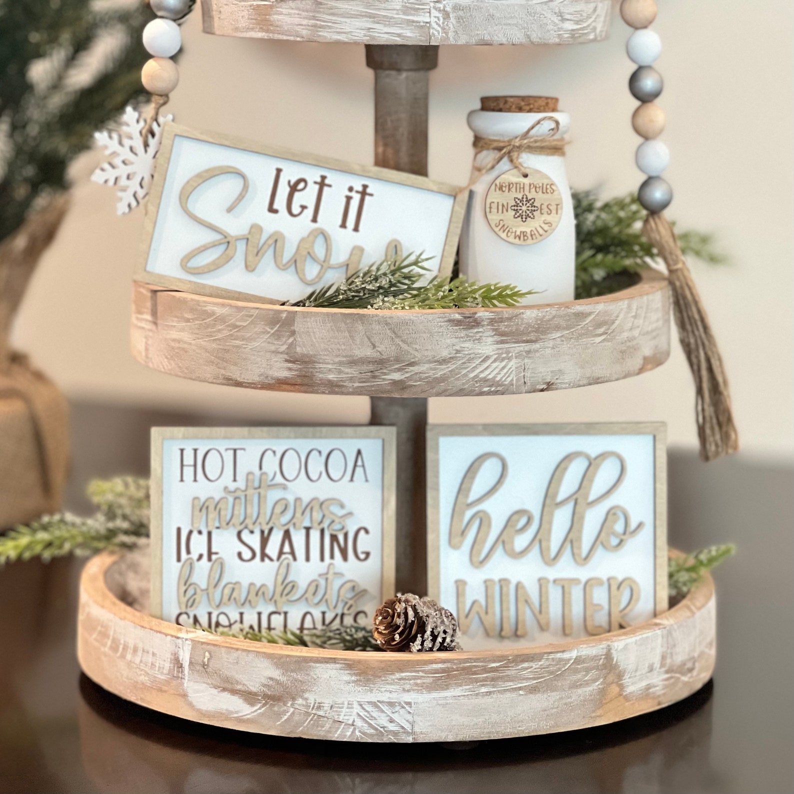 BUNDLE // Classic Winter Themed Tier Tray Decor // Winter Etsy