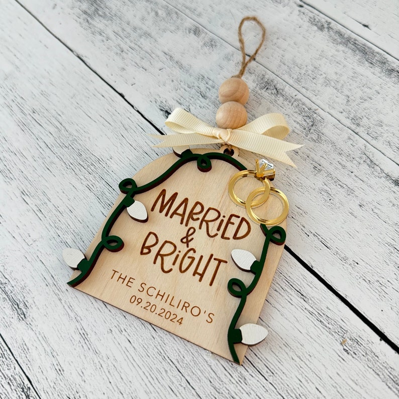 Newlywed Christmas Ornament // First Christmas Married Ornament // Wedding Ornament // Personalized Ornament // Married And Bright Ornament