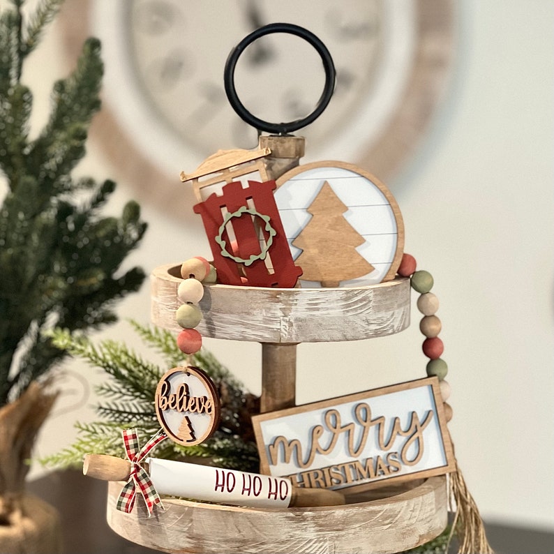 BUNDLE // Country Christmas Tier Tray Decor Bundle // Etsy