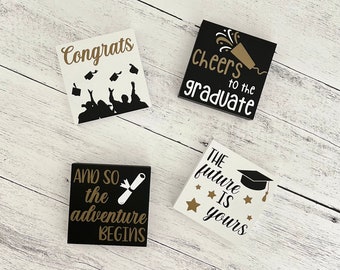 Tier Tray Signs // Graduation Themed Signs // Graduation Decor // Tiered Tray Decor // Graduation Signs // Graduation Tiered Tray Decor