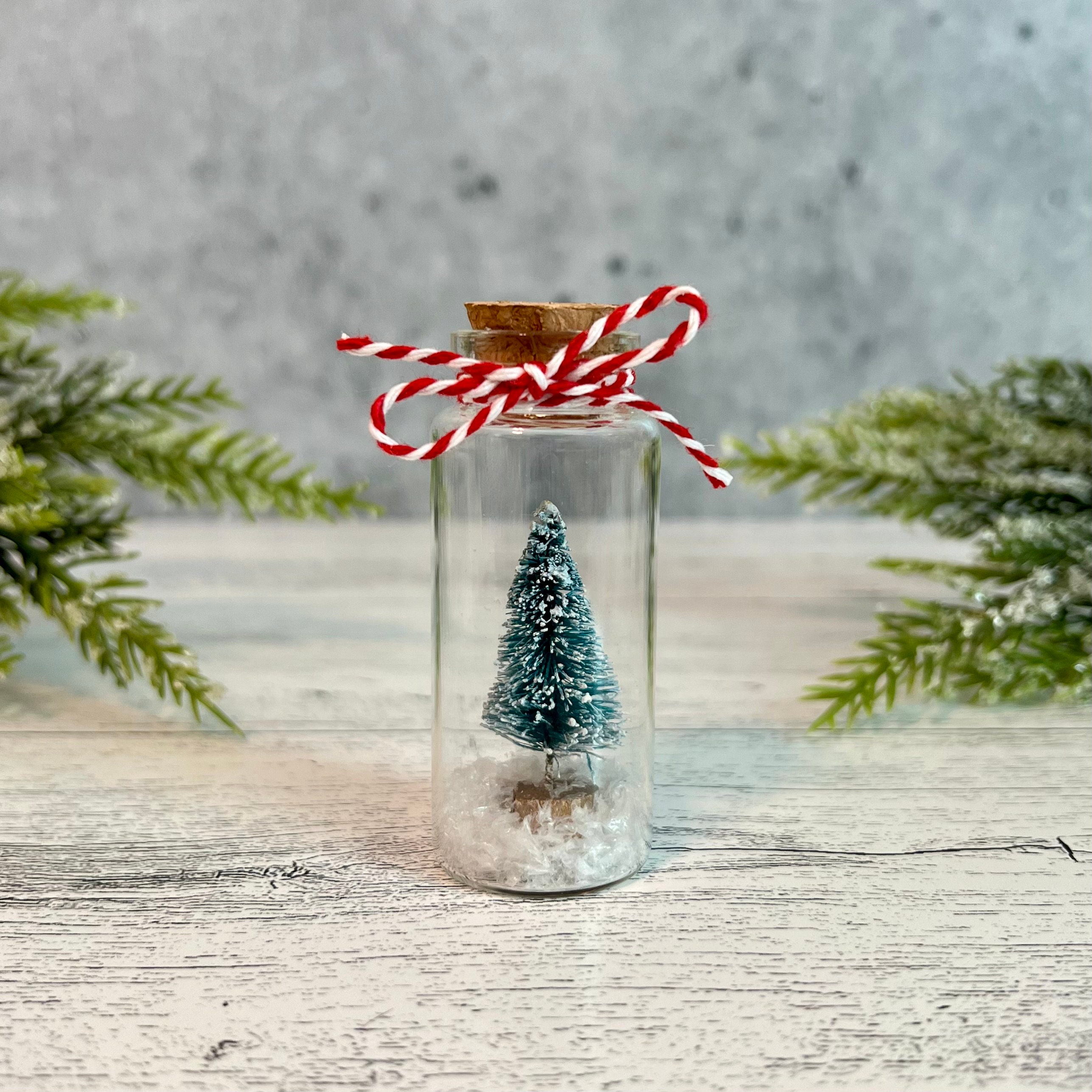 Mini Waterless Snow Globe Jar // Mini Christmas Accent Decor