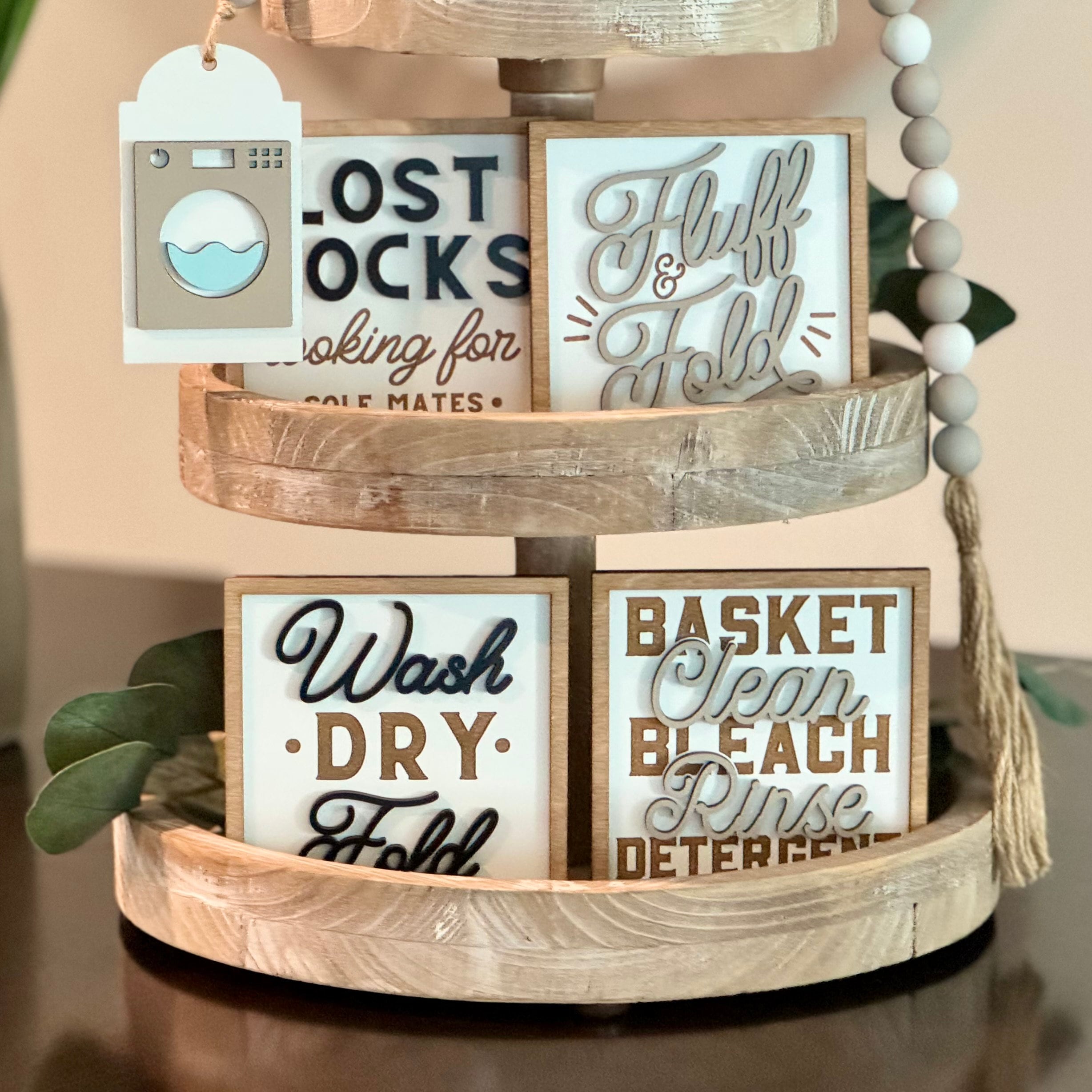 BUNDLE // Laundry Room Themed Tiered Tray Decor // Laundry Themed Signs ...
