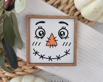 Mini Framed Fall Sign // Scarecrow Face Sign // Mini Autumn Sign // Mini Pumpkin Themed Sign // Fall Themed Sign // Framed Tier Tray Sign