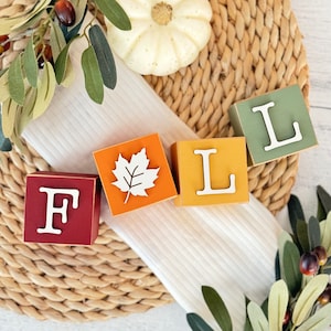SET // Fall Stacking Wooden Blocks // Fall Tiered Tray Decor // Autumn Shelf Decor // Autumn Tiered Tray Decor // Fall Wooden Block Set