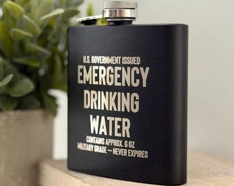 Emergency Drinking Water Flask // Funny Flask Gift for Men // Novelty Liquor Flask // Gag Gift for Him // Groomsmen Gift Idea