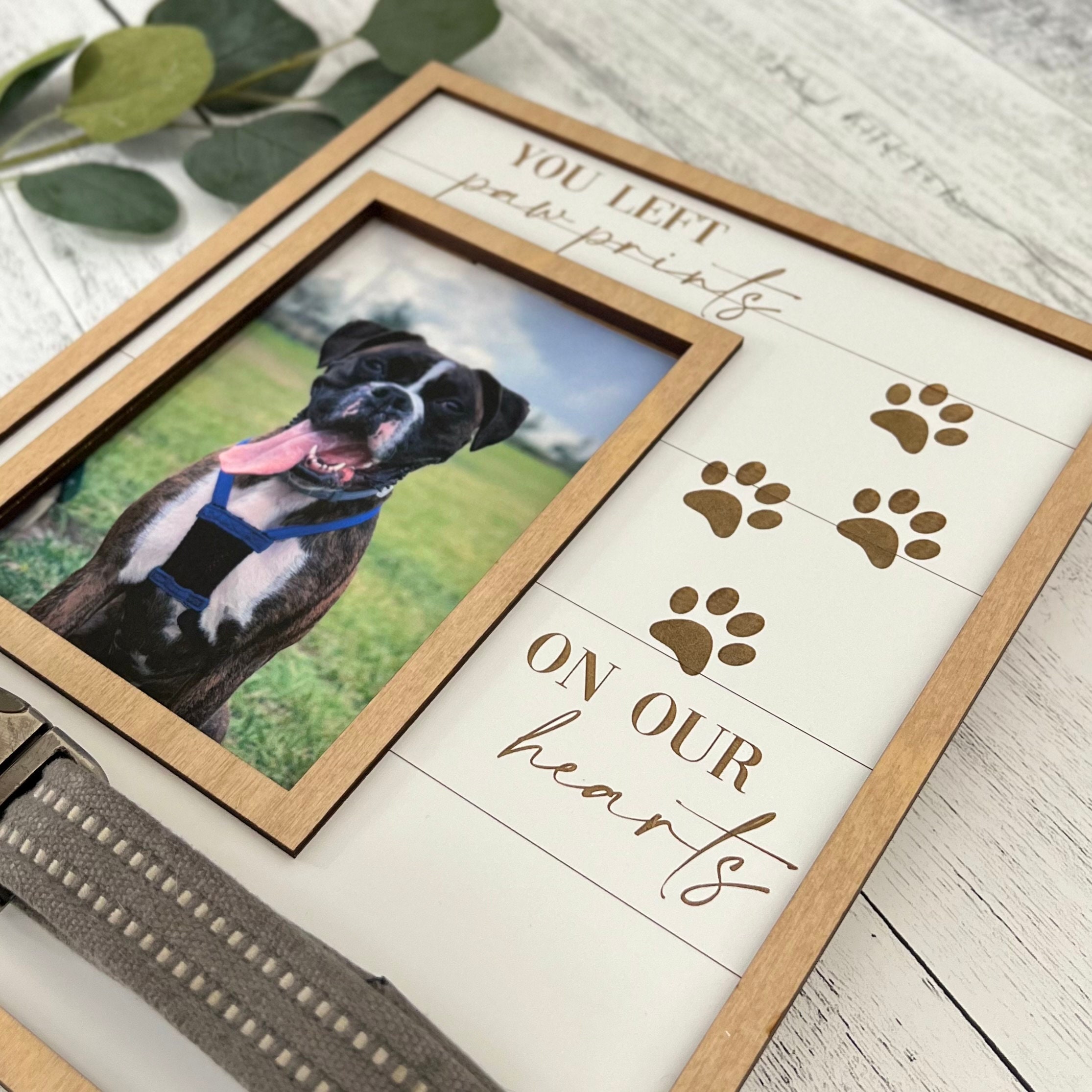 Pet Memorial Photo Frame // Frame With Collar Holder // Dog Bereavement ...
