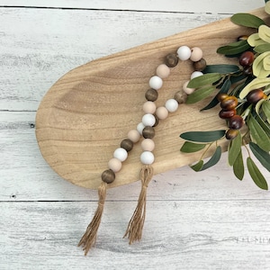 Neutral Farmhouse Wooden Bead Garland // Farmhouse Beads // Farmhouse Decor // Tiered Tray Decor // Neutral Home Decor // Decorative Garland