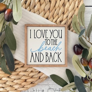 Mini ingelijst bord met strandthema // I Love You To The Beach & Back // Mini zomerbordje // Minibord met strandthema // Ingelijst bord met bord
