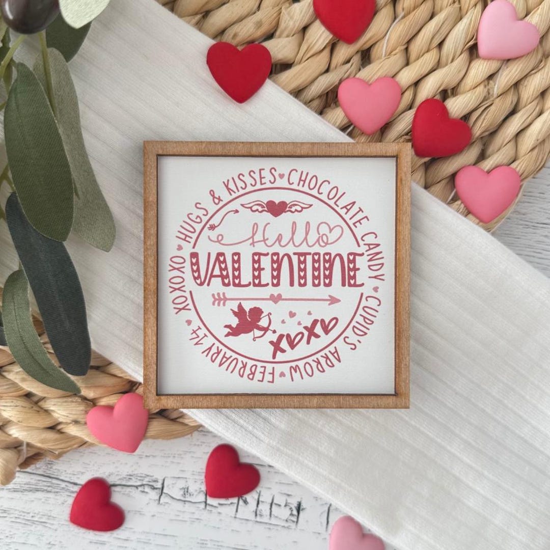 LA TOUR D'ARGENT St. Valentin アートプレート Mini Framed Valentine's Day Sign // Hello Valentine Sign // Mini