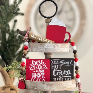 Hot Cocoa Christmas Themed Tiered Tray Decor Bundle