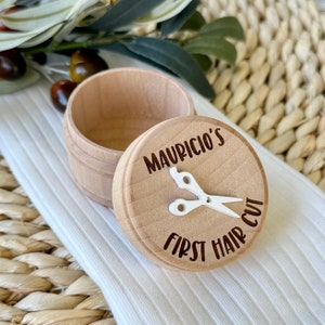 Caja de recuerdo del primer corte de pelo // Caja de recuerdo de madera grabada personalizada // Primer corte de pelo de niños // Caja de recuerdo personalizada // Caja de primer corte de pelo
