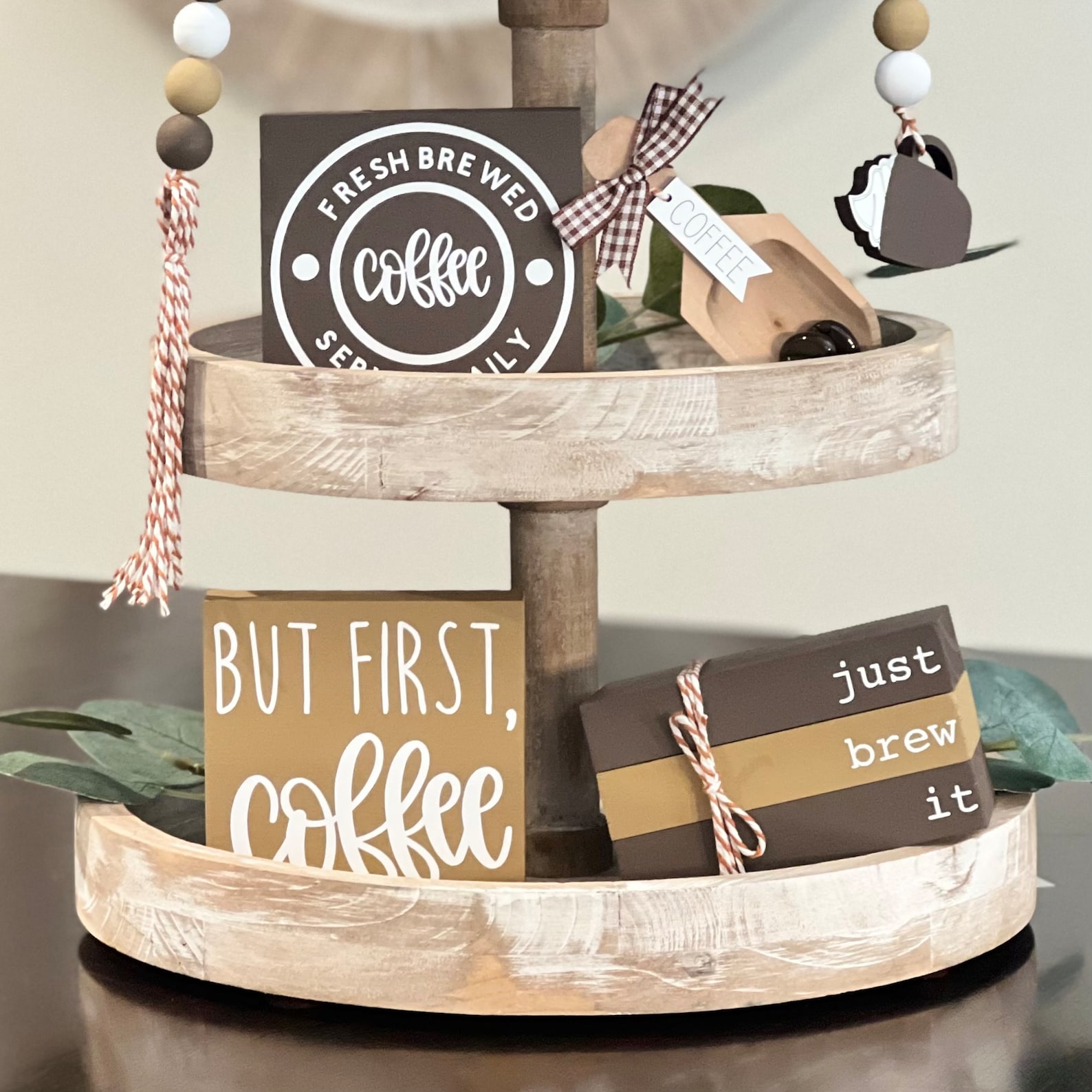 BUNDLE // Coffee Themed Tiered Tray Decor // Coffee Themed Etsy