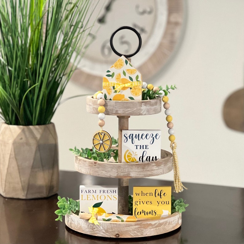 BUNDLE // Lemon Themed Tier Tray Decor // Lemon Themed Signs Etsy
