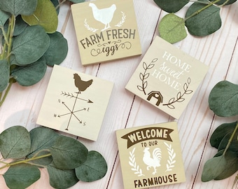 Tier Tray Signs // Farmhouse Tier Tray Signs // Farm Country Signs // Wood Signs // Tiered Tray Decor