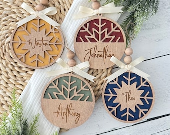 Personalized Name Christmas Ornament // Custom Name Christmas Ornament // Family Last Name Ornament // Personalized Wood Christmas Ornament