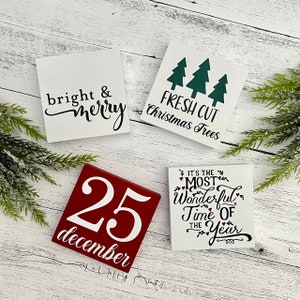 Tiered Tray Signs // Christmas Themed Signs // Wood Signs // Tiered Tray Decor // Christmas Decor // Christmas Shelf Sitter Signs