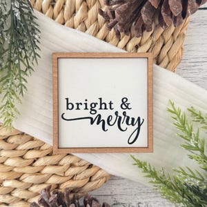 Mini Framed Christmas Sign // Bright & Merry Sign // Mini Christmas Sign // Wooden Framed Christmas Sign // Wood Framed Tier Tray Sign