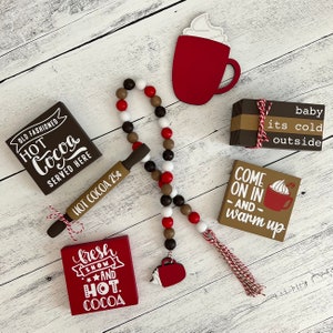Hot Cocoa Christmas Themed Tiered Tray Decor Bundle