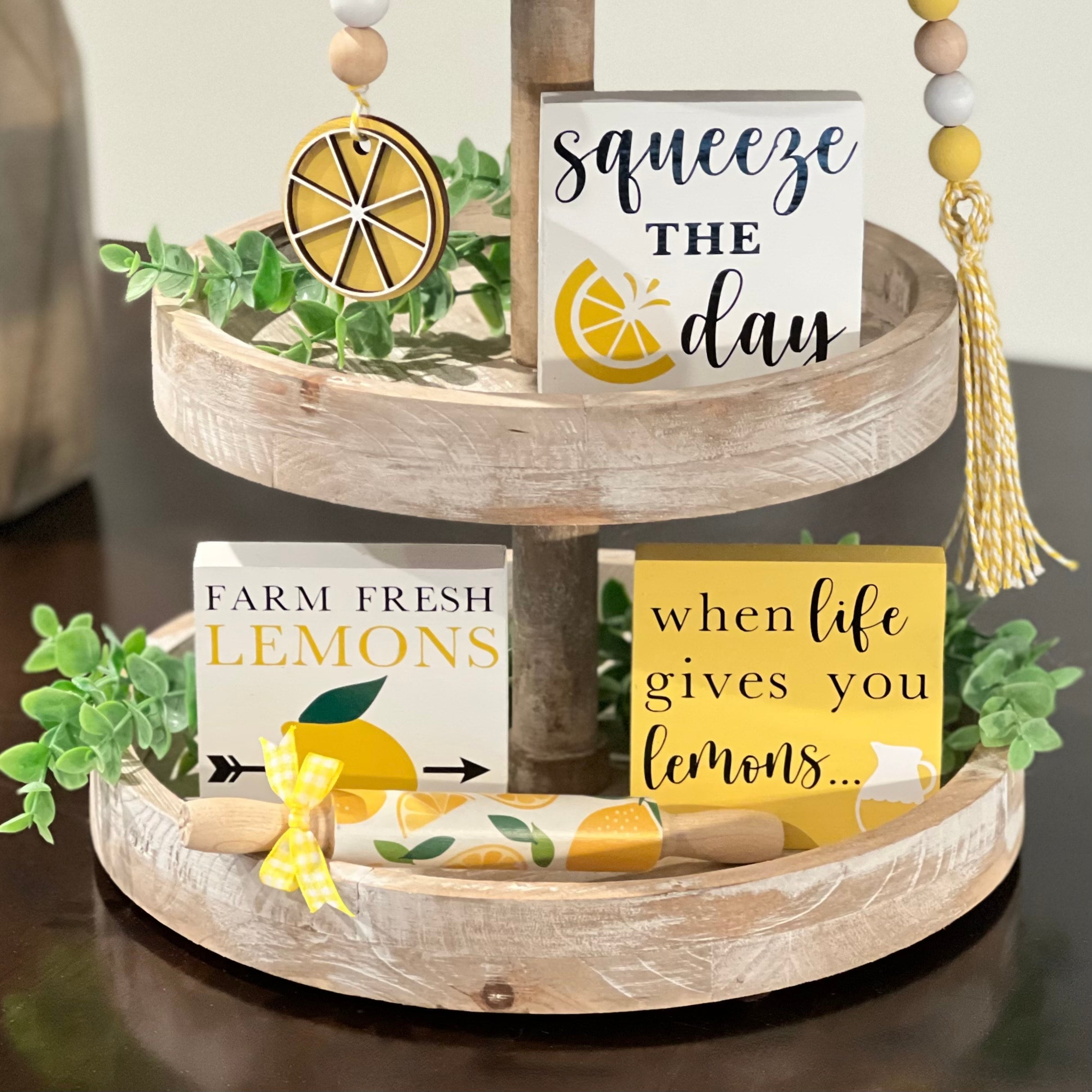 Tier Signs Tier Tray Signs // Lemon Themed Signs // Summer Decor // Wood Signs ...