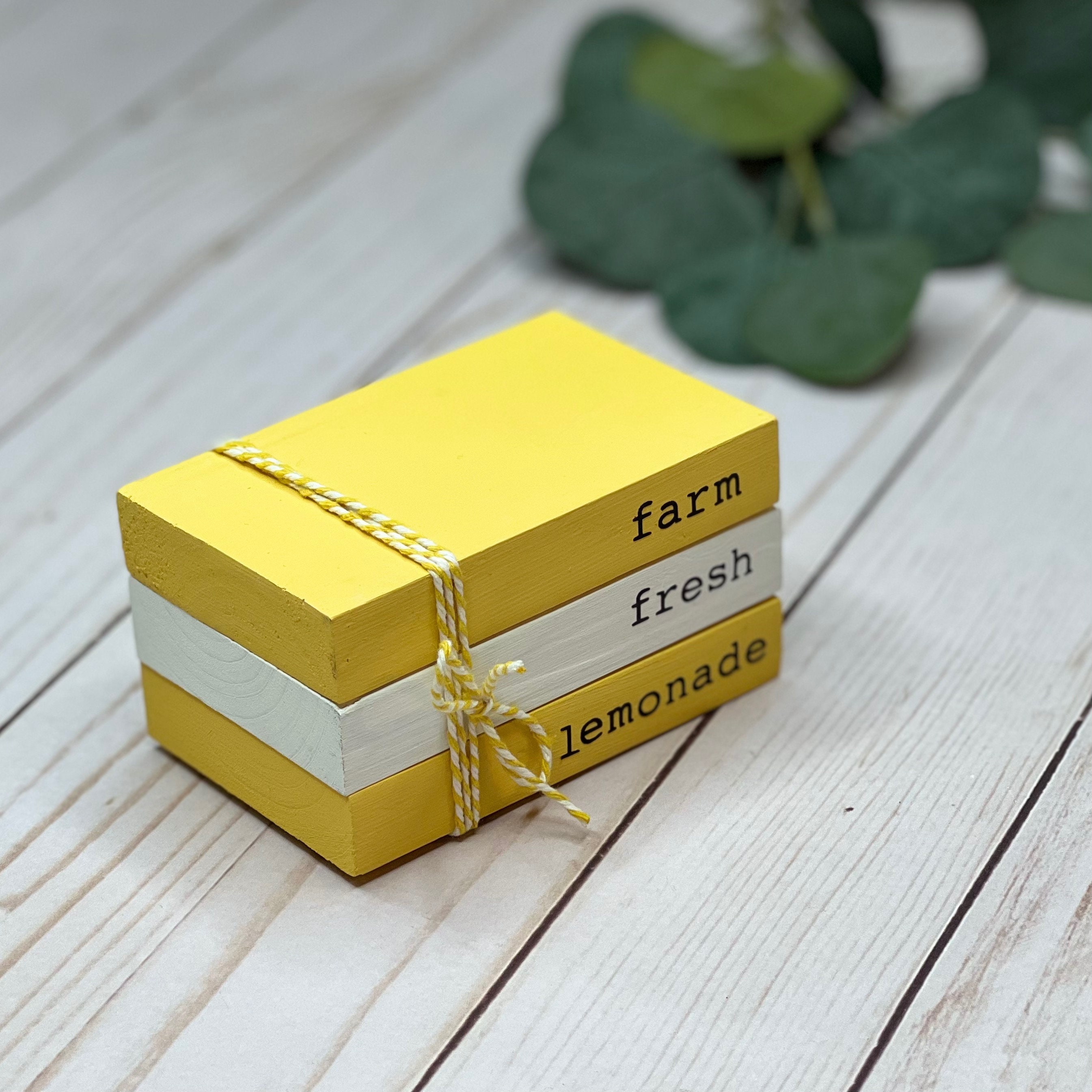 Mini Tier Tray Books // Lemon Themed Mini Book Stack // Summer - Etsy