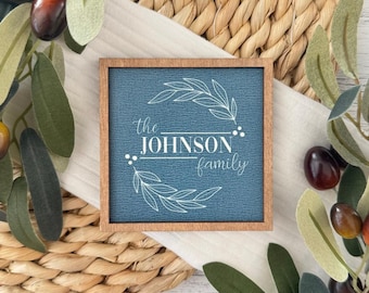Personalized Mini Framed Family Name Sign // Custom Family Name Sign // Mini Family Name Sign // Miniature Wooden Framed Tier Tray Sign