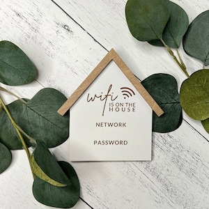 Mini Wifi Sign // Wifi Password Sign // Wifi Password Wooden Magnet // Customizable // Personalized // Mini Wood House Wifi Sign