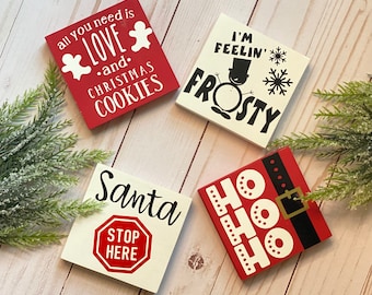 Tier Tray Signs // Christmas Signs // Christmas Decor // Wood Signs // Tiered Tray Decor // Seasonal // Christmas