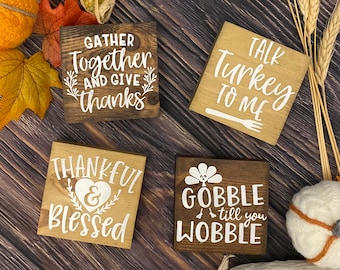 Placas de bandeja em camadas // Placas de Ação de Graças // Decoração de Ação de Graças // Placas de madeira // Decoração de bandeja em camadas
