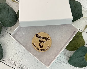 New Parent Decision Flip Coin // Baby Shower Gift // Engraved Wood Decision Coin // New Parent Decision Flip Coin // New Mom Dad Gift