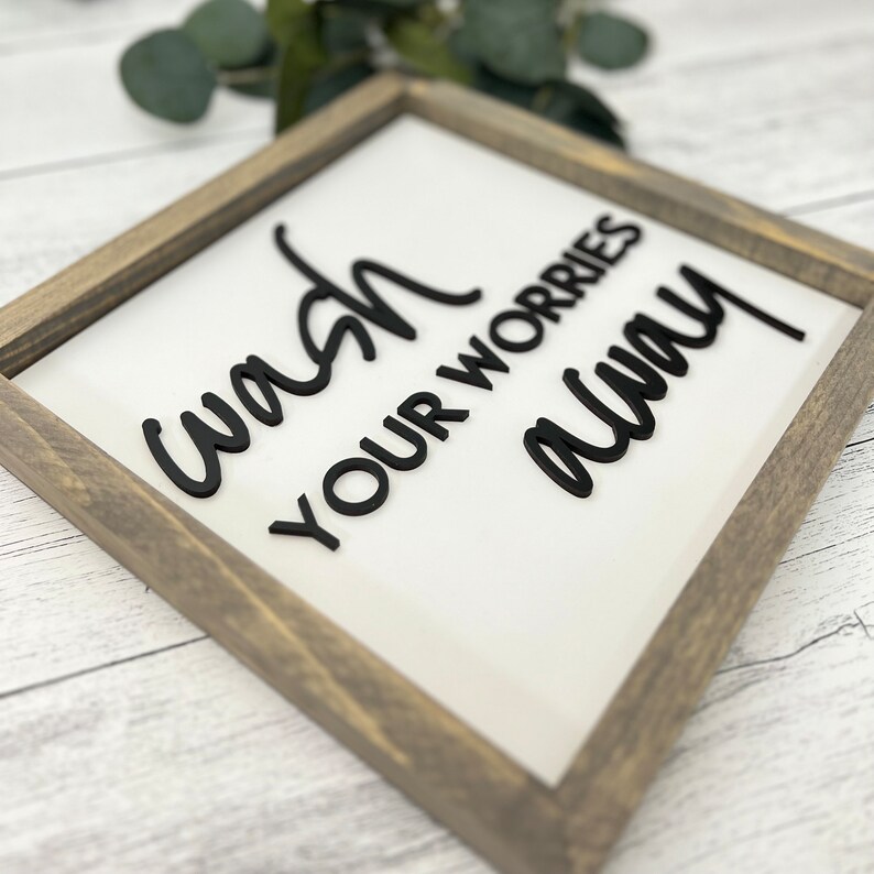 Framed Bathroom Sign // Wash Your Worries Away // Chunky - Etsy