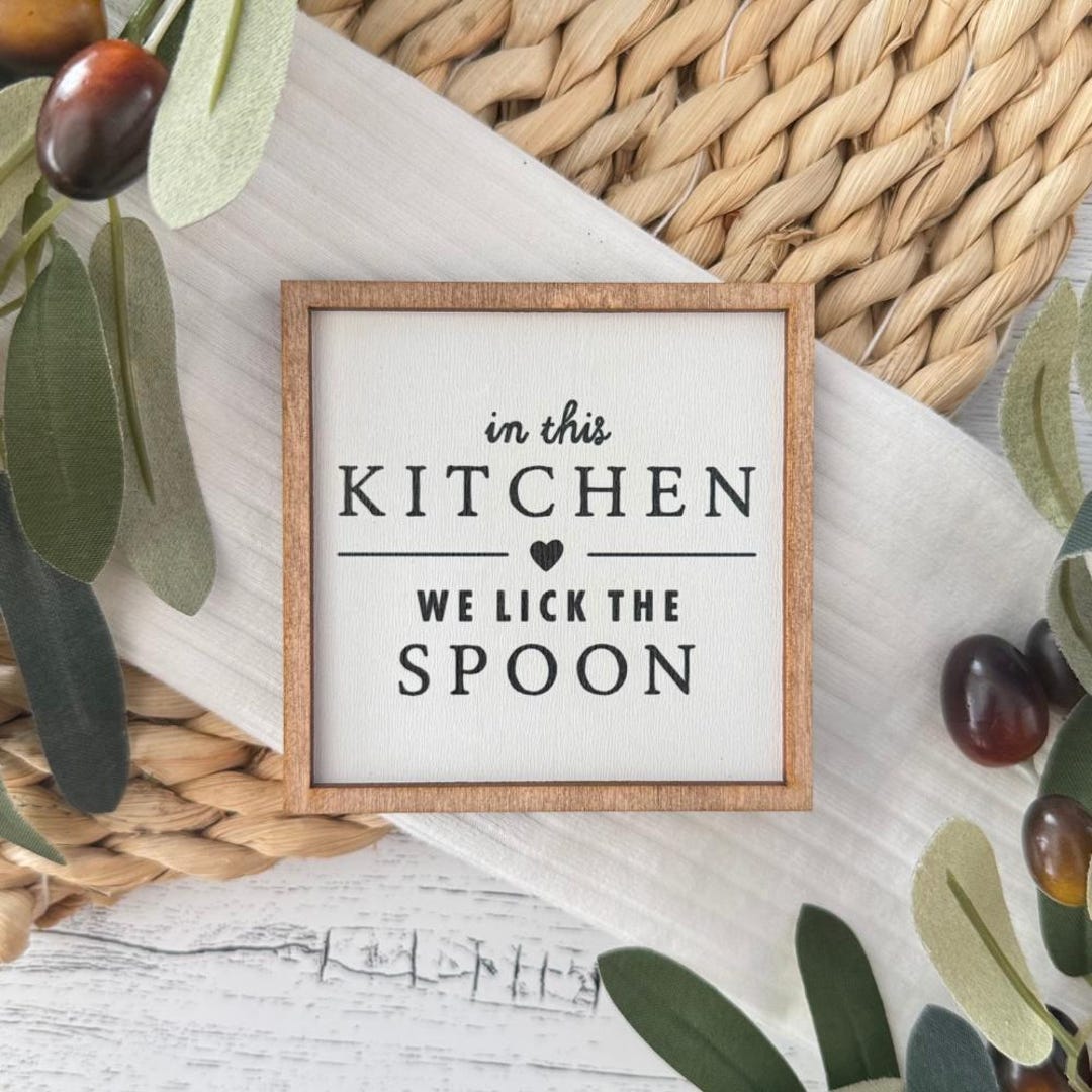 Mini Spoons Sign Mini Framed Kitchen Themed Sign // Lick the Spoon // Mini Kitchen ...